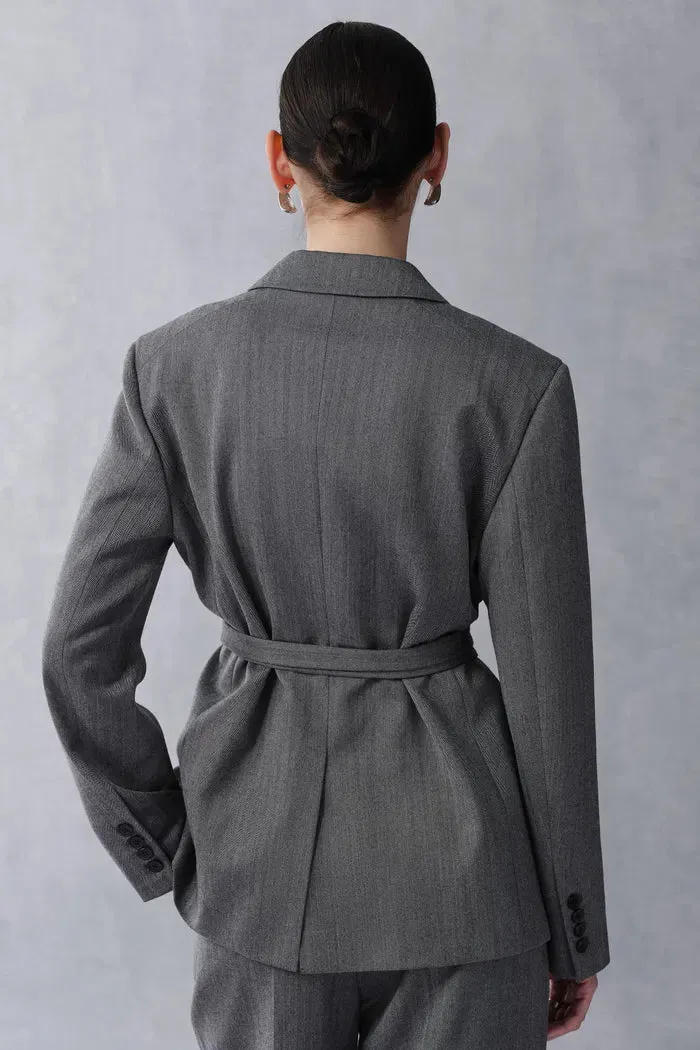 Kano Single Button Tie Waist Blazer and Pants Matching Set in Fine Wool Blend sold by Fabrique product image thumbnail 4