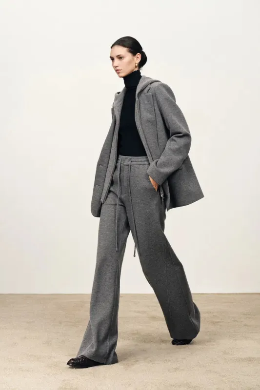 Avery Detachable Knit Hooded Blazer and Pants Matching Sets in Merino Wool made by Fabrique