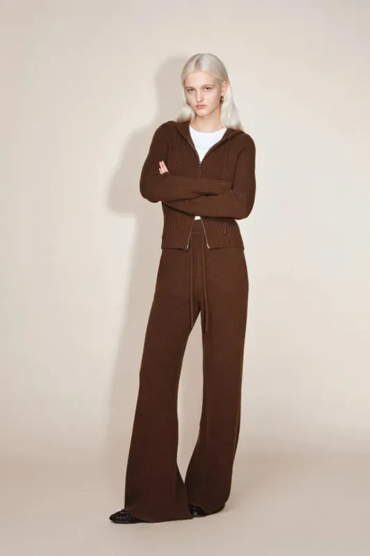 Vivi Hooded Fitted Cardigan and Pants Matching Sets in Merino Wool Knit made by Fabrique