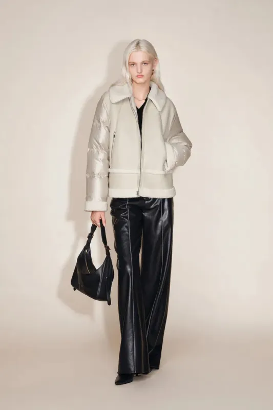 Soren Faux Sherpa Down Jacket in Faux Shearling and Ultra-Light Nylon made by Fabrique