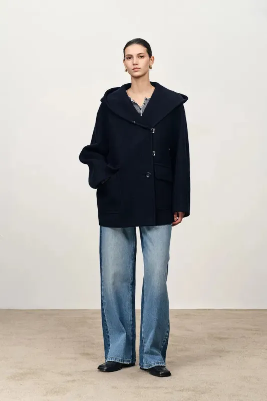 Harper Sailor Style Oversized Hood Parka in Merino Wool Knit made by Fabrique