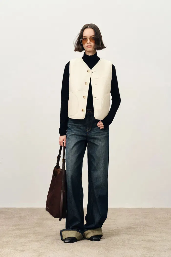 Stoke Reversible Color Block Lambswool Vest Jacket in Merino Wool Teddy sold by Fabrique product image thumbnail 3