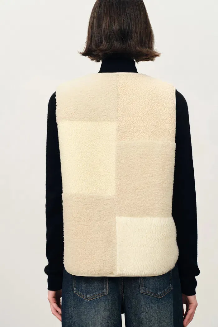 Stoke Reversible Color Block Lambswool Vest Jacket in Merino Wool Teddy sold by Fabrique product image thumbnail 5