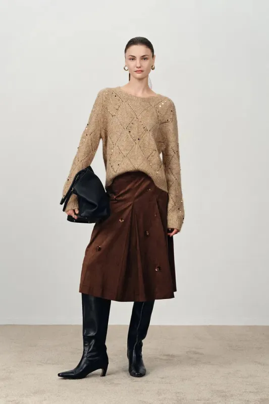 Mimi Hand Sewn Sequin Pullover in Merino-Alpaca Sequin Yarn made by Fabrique