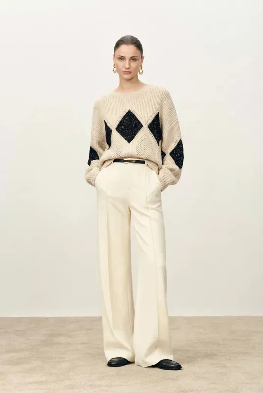Cassy Argyle Sweatshirt in Coarse Spun Merino Wool made by Fabrique