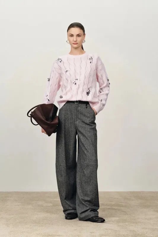 Aria Hand Beaded Sweater in Wool-Silk Blend made by Fabrique