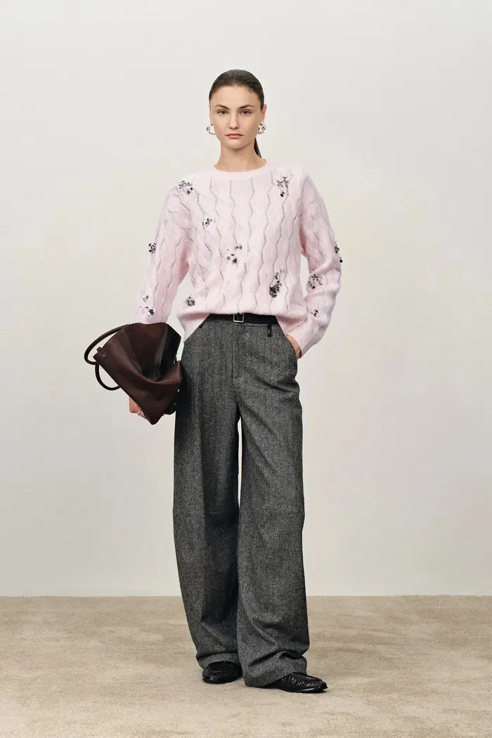 Aria Hand Beaded Sweater in Wool-Silk Blend sold by Fabrique