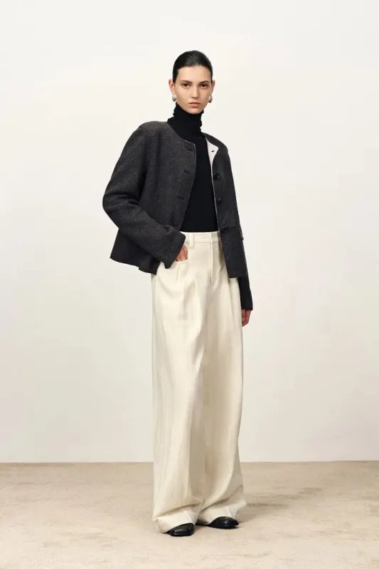 Sola Double Faced Boxy Jacket in Silk Wool Camel Blend made by Fabrique