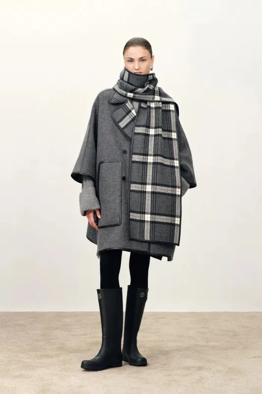 Valmore Checkered Reversible Cape Coat sold by Fabrique