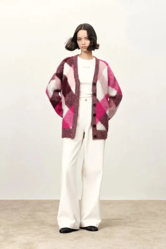 Solstice Twisted Plaid Cardigan in Wool-Alpaca Blend made by Fabrique