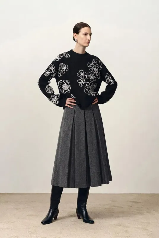 Poppy Flora Long Sleeve Sweater in Merino Wool made by Fabrique