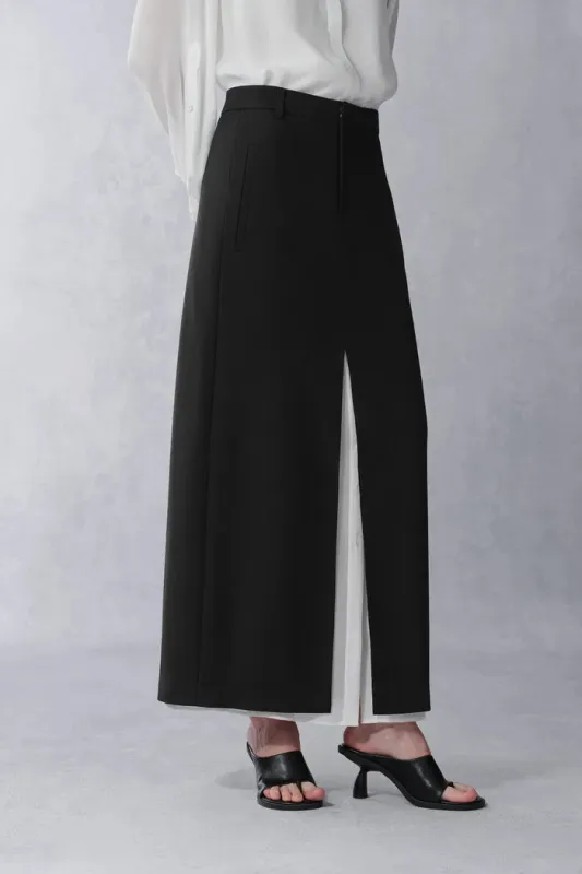Callisto Double Layer Maxi Pencil Skirt in Fine Wool Suiting made by Fabrique