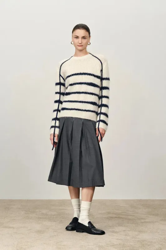 Rita Hand Painted Irregular Stripe Design Sweater in Alpaca Blend made by Fabrique