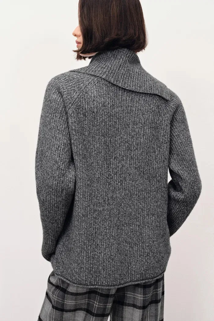 Hannah Asymmetrical Scarf Collar Sweater in Yak Down Knit sold by Fabrique product image thumbnail 4