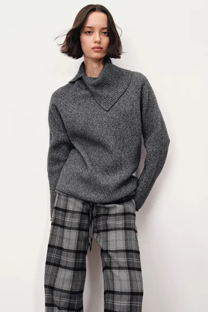 Hannah Asymmetrical Scarf Collar Sweater in Yak Down Knit sold by Fabrique product image thumbnail 2