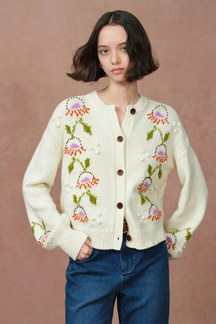 Saga Floral Cardigan in Merino Wool Knit sold by Fabrique product image thumbnail 2