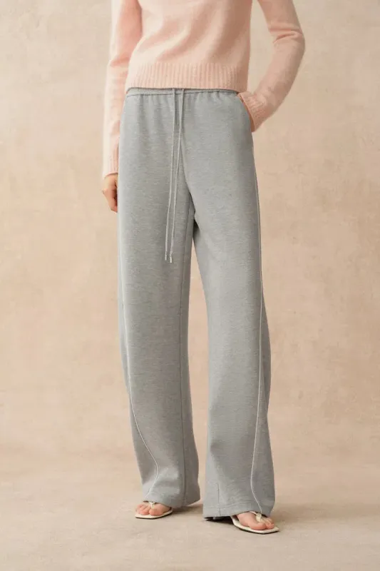Bethany Drawstring Wide Leg Sweat Pants in Spacer Knit Fabric made by Fabrique
