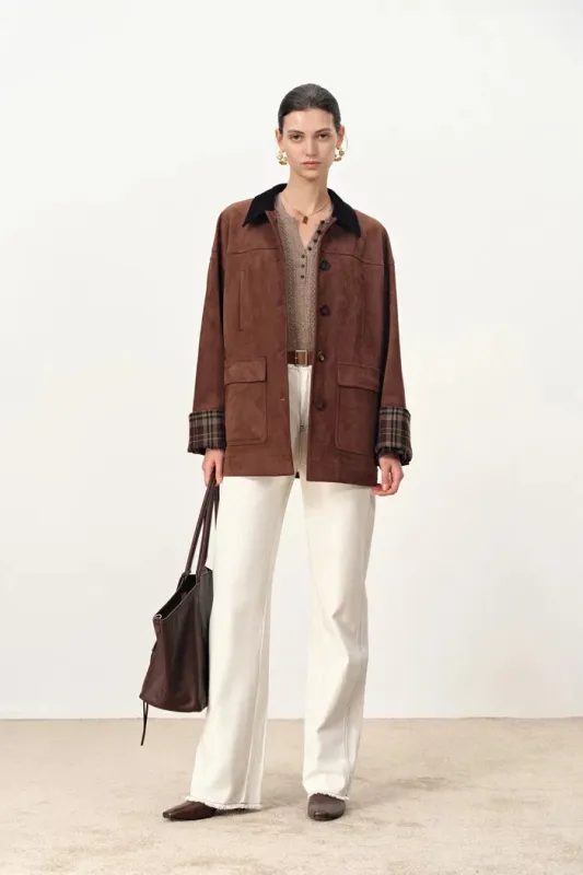 Robin Corduroy Collar Jacket in Faux Suede made by Fabrique