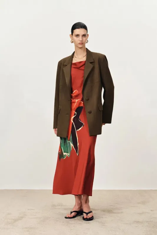 Ashling Flat Lapel Suit Blazer in Faux Suede sold by Fabrique