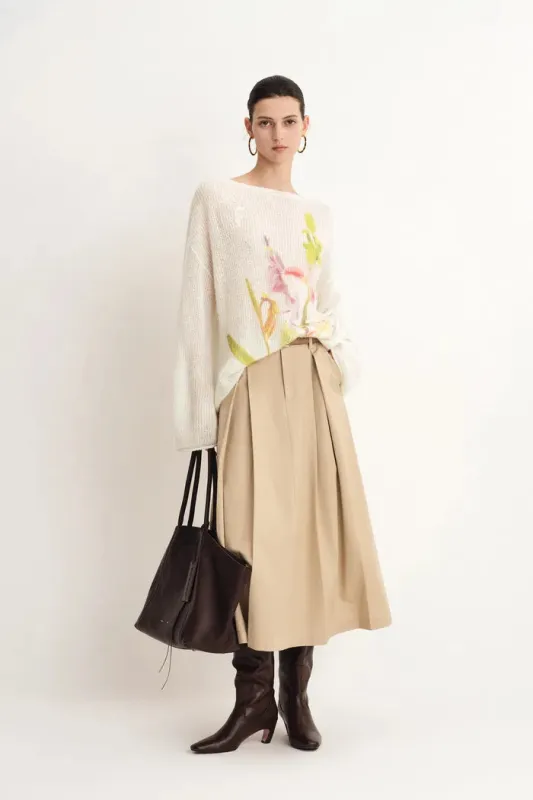 Blair Hand Embroidered Flora Sweater inWool-Alpaca Blend made by Fabrique