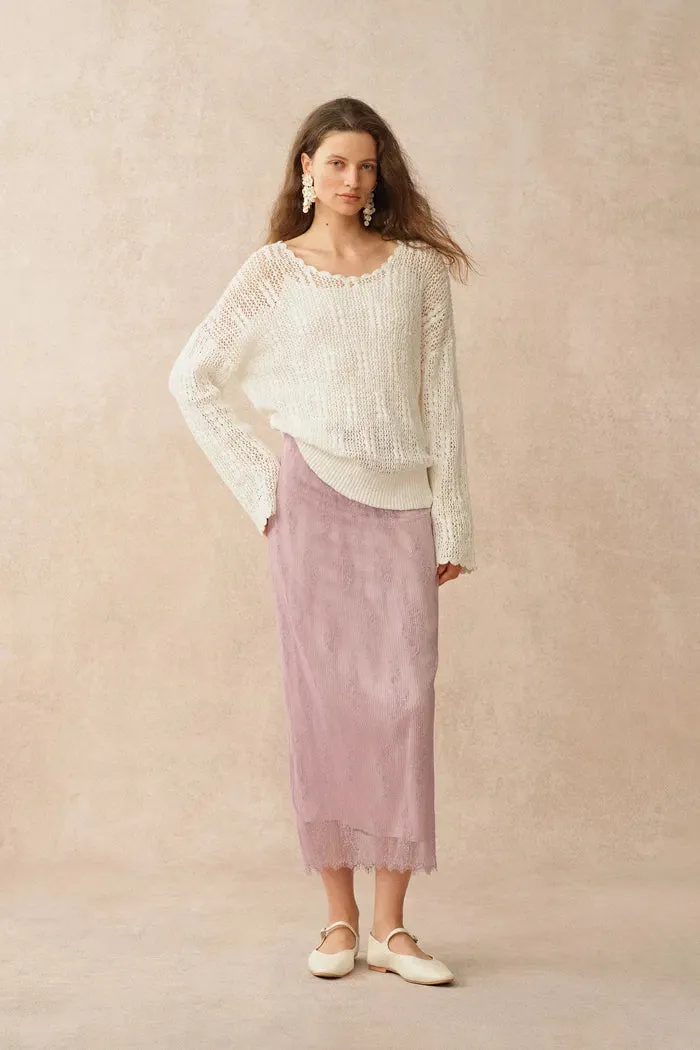 Livy Scalloped Neckline Cardigan in Textured Cotton Knit sold by Fabrique product image thumbnail 3
