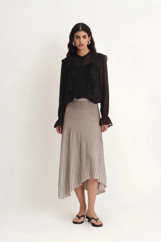 Lea Ruffled Pleated Shirt in Silk Georgette made by Fabrique