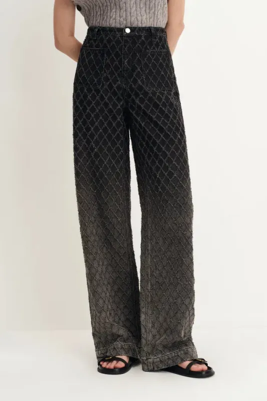 Natalie Gradient Straight Jeans in Jacquard Denim made by Fabrique