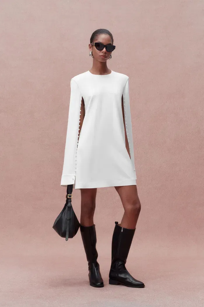 Audrey Pearl Short Cape Dress in Triacetate Blend sold by Fabrique product image thumbnail 3