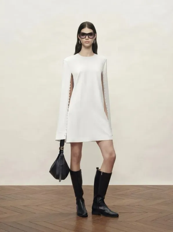 Audrey Pearl Short Cape Dress in Triacetate Blend made by Fabrique