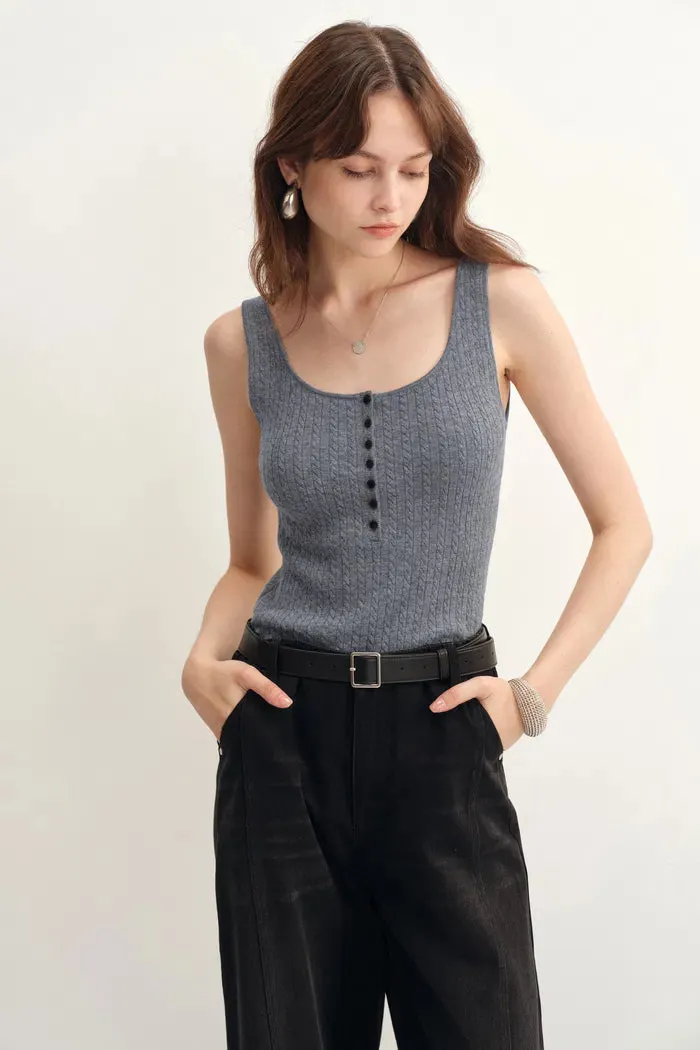 Anna Grey Henley Tank Top in Merino Wool with Stretch sold by Fabrique product image thumbnail 5