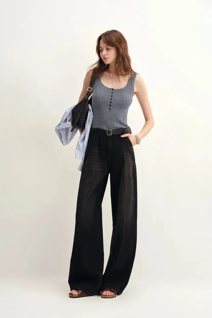 Anna Grey Henley Tank Top in Merino Wool with Stretch sold by Fabrique product image thumbnail 3