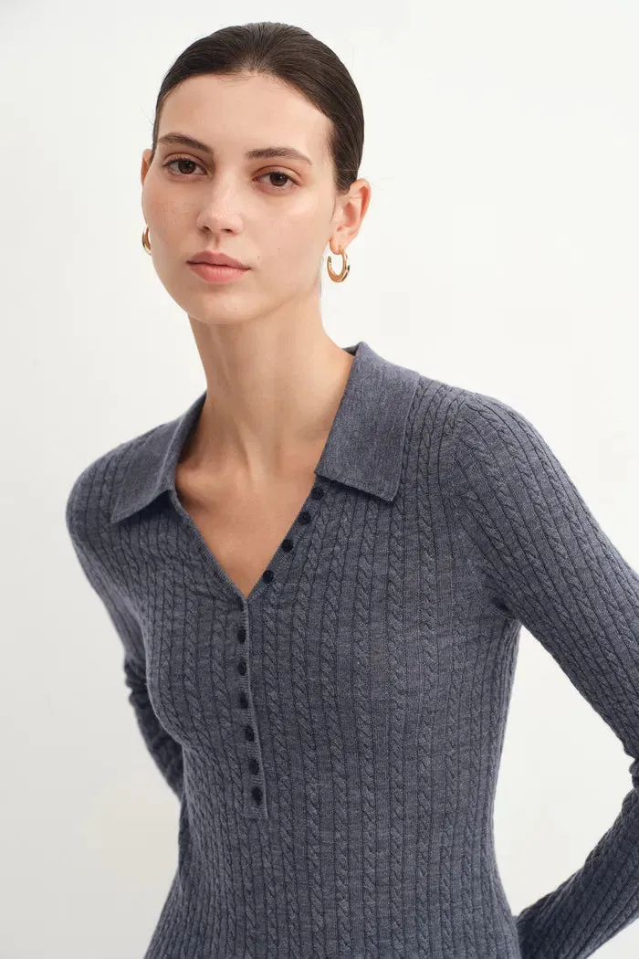 Anna Henley Long Sleeve Top in Merino Wool Knit sold by Fabrique product image thumbnail 5