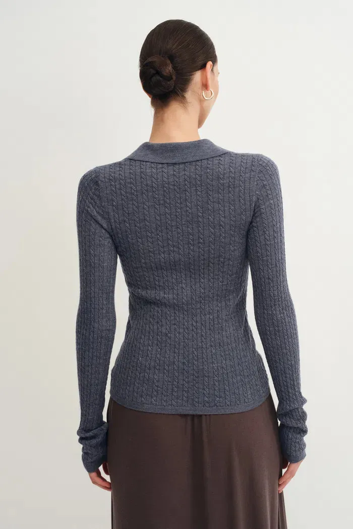Anna Henley Long Sleeve Top in Merino Wool Knit sold by Fabrique product image thumbnail 4