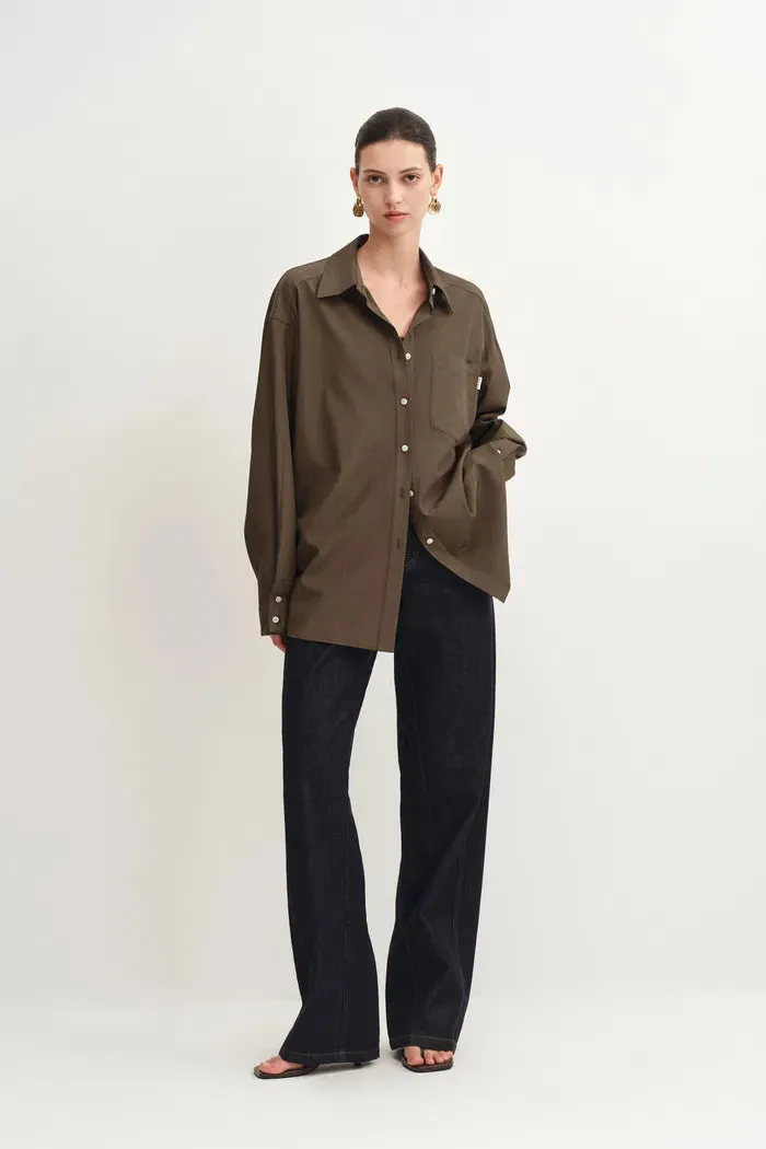 Nicole Oversized Long Sleeve Shirt in Matted Weave Cotton sold by Fabrique product image thumbnail 4