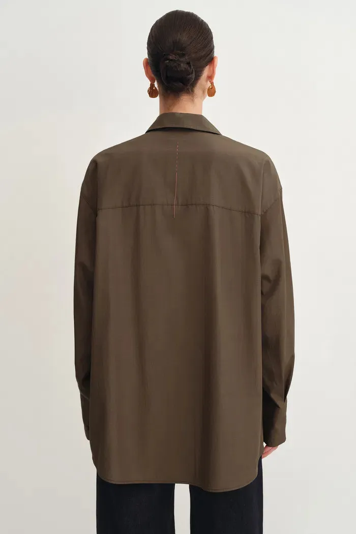 Nicole Oversized Long Sleeve Shirt in Matted Weave Cotton sold by Fabrique product image thumbnail 5