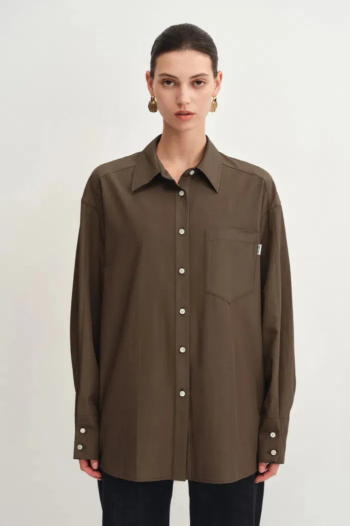 Nicole Oversized Long Sleeve Shirt in Matted Weave Cotton sold by Fabrique product image thumbnail 2