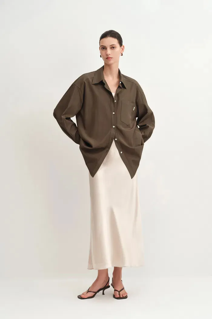 Nicole Oversized Long Sleeve Shirt in Matted Weave Cotton sold by Fabrique product image thumbnail 3