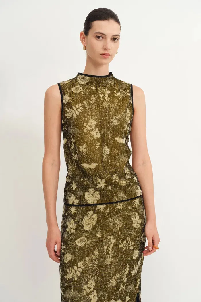 Wind Jacquard Sleeveless Top and Skirt Matching Set in Burnout Silk Georgette Knit sold by Fabrique product image thumbnail 5