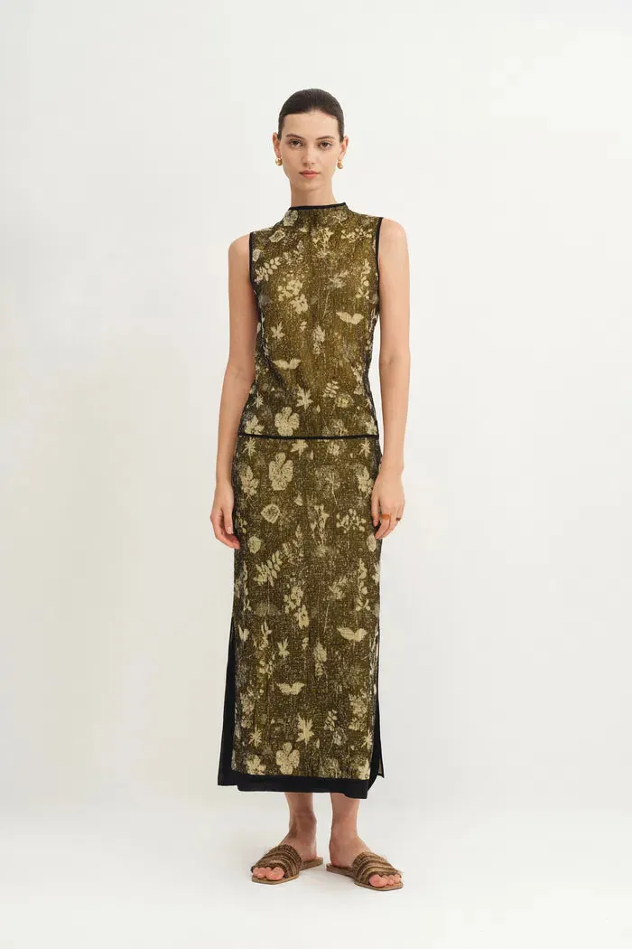 Wind Jacquard Sleeveless Top and Skirt Matching Set in Burnout Silk Georgette Knit sold by Fabrique product image thumbnail 3