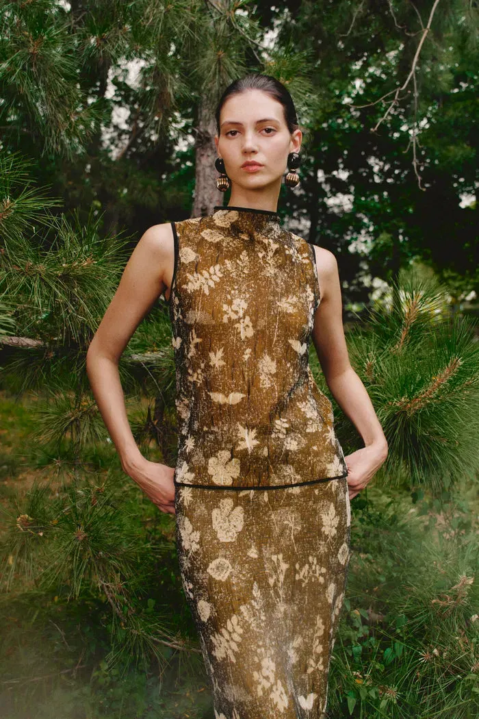 Wind Jacquard Sleeveless Top and Skirt Matching Set in Burnout Silk Georgette Knit sold by Fabrique product image thumbnail 4