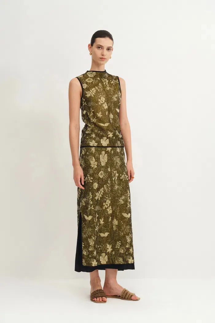 Wind Jacquard Sleeveless Top and Skirt Matching Set in Burnout Silk Georgette Knit sold by Fabrique