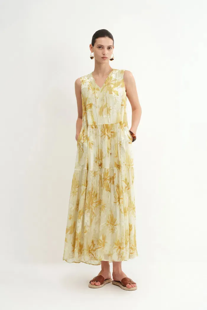 Amelia Sleeveless Maxi Dress in Burnout Silk Georgette sold by Fabrique product image thumbnail 4