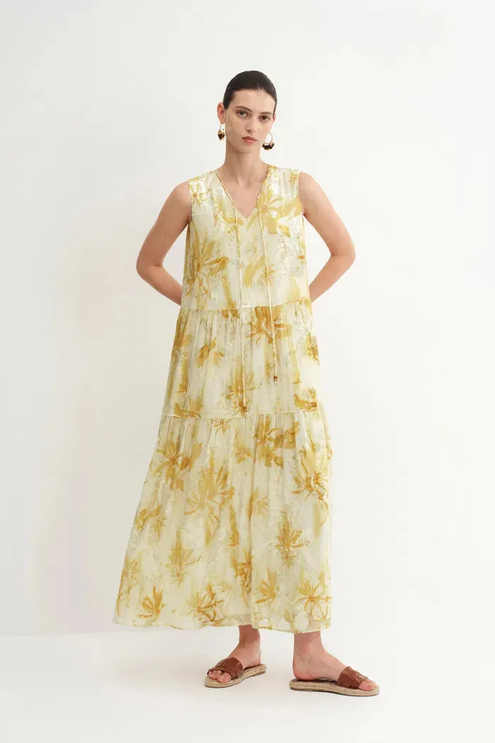 Amelia Sleeveless Maxi Dress in Burnout Silk Georgette sold by Fabrique product image thumbnail 2