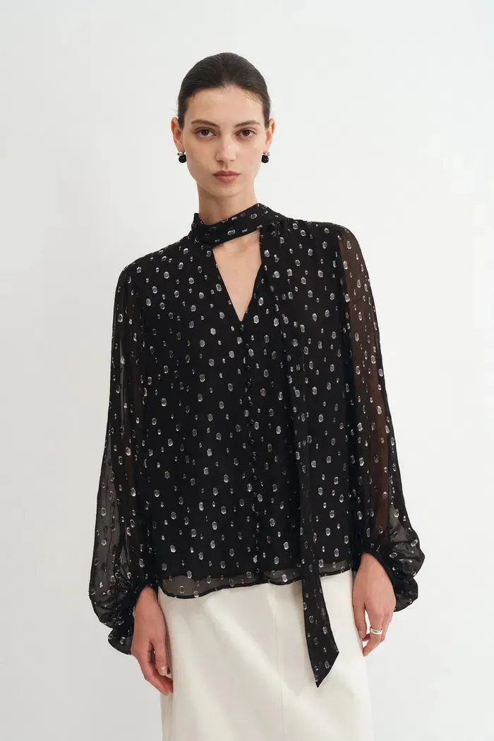 Stars Neck Scarf Blouse Silk Crepe with Metallic Accents sold by Fabrique product image thumbnail 2