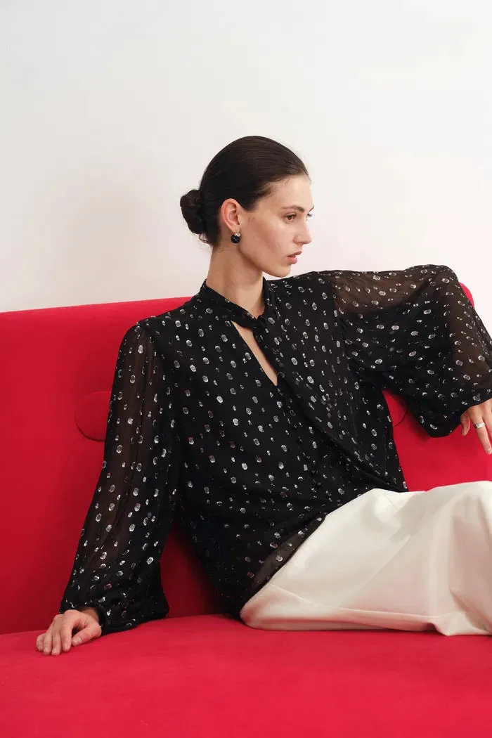 Stars Neck Scarf Blouse Silk Crepe with Metallic Accents sold by Fabrique product image thumbnail 3