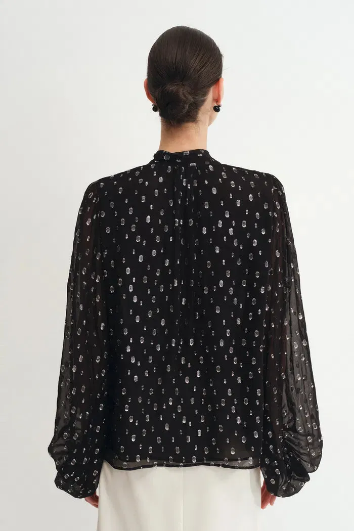 Stars Neck Scarf Blouse Silk Crepe with Metallic Accents sold by Fabrique product image thumbnail 4