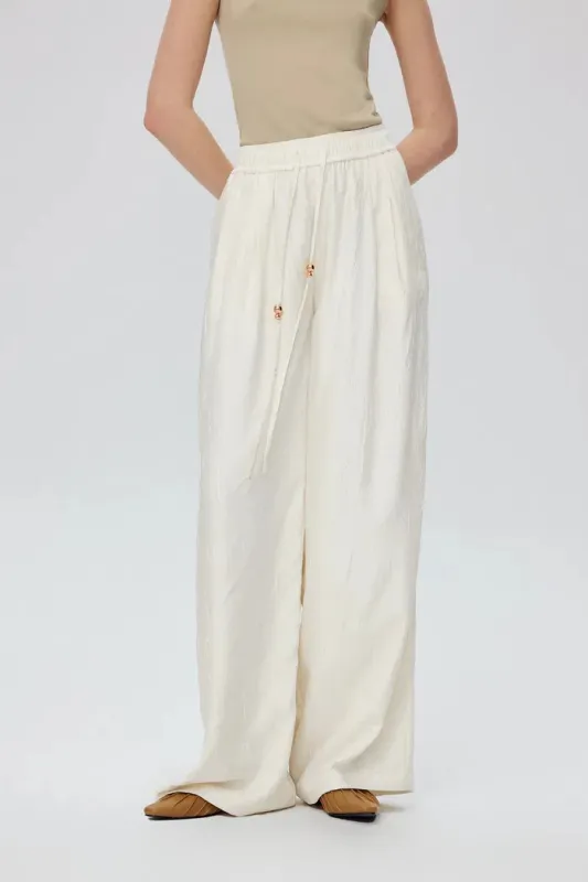 Louise Textured Loose Boho Pants in Wrinkled Satin made by Fabrique
