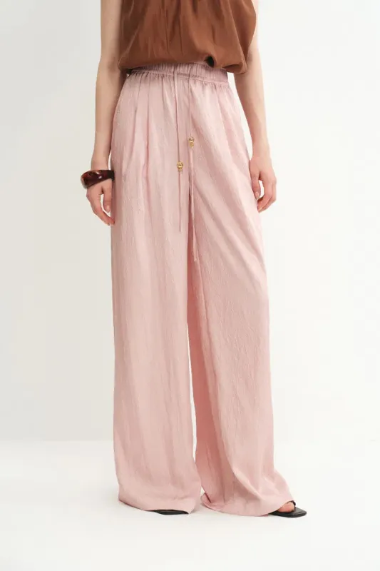 Louise Textured Pleated Pants in Pleated Satin made by Fabrique