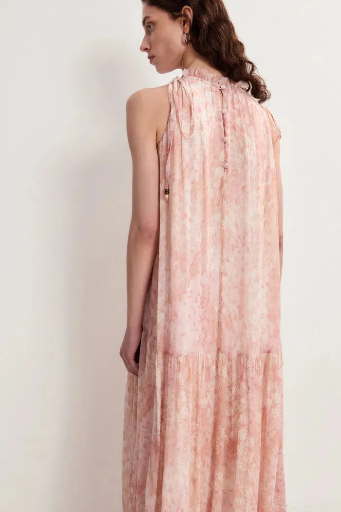 Vale Halter Hand Painted Flora Print Halter Dress in Crinkled Rayon sold by Fabrique product image thumbnail 2