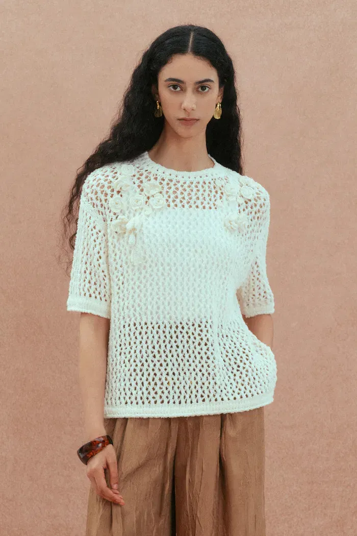 Lea Hand-crocheted Flora Top in Cotton Knit sold by Fabrique product image thumbnail 2